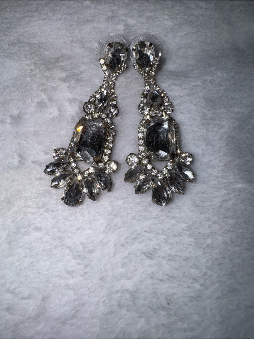 Play Crystal Teardrop Dangle Earrings - Silver Tone